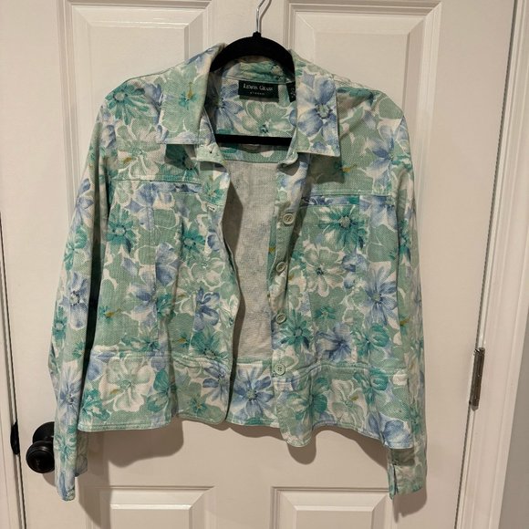 Lemon Grass Jackets & Blazers - Vintage Cotton Floral Lemon Grass  Denim Style Jacket - Size‎ XL